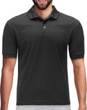Premium Wear Men's Black Polo Shirt High Moisture Wicking Dry Fit Performance Short Sleeve  <br> Sizes S to 4XL