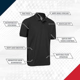 Premium Wear Men's Charcoal Polo Shirt High Moisture Wicking Dry Fit Performance Short Sleeve  <br> Sizes S to 4XL