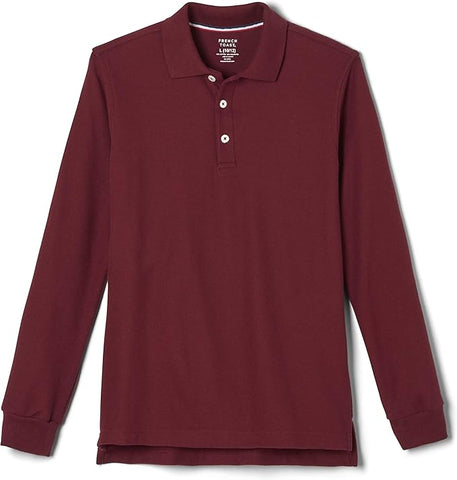 French Toast Boys Burgundy Long Sleeve Pique Polo Shirt SA9085 <br> Sizes XS - S