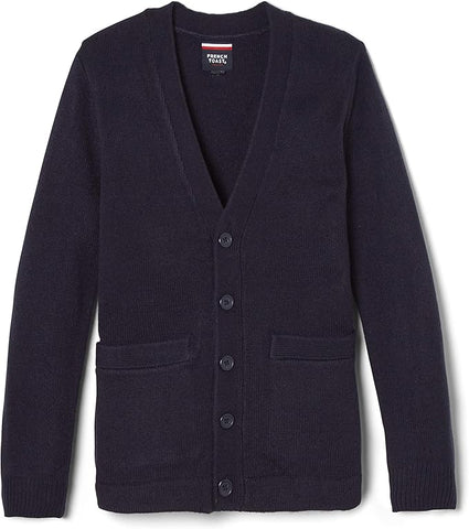 French Toast Adult Navy Anti-Pill V-Neck Cardigan Sweater SC9000Y <b> Sizes S - XL