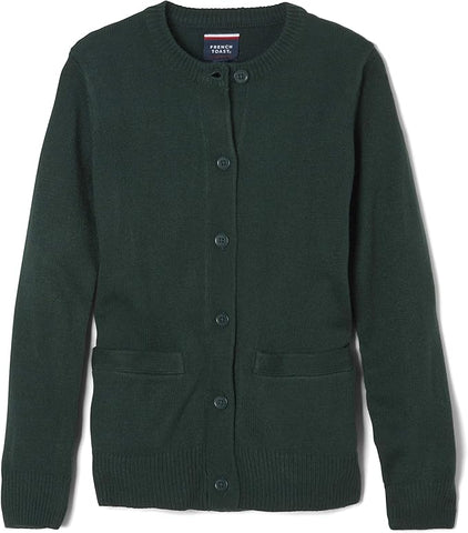 French Toast Kids Hunter Green Anti-Pill Crew Neck Cardigan Sweater SC9004 <b> Sizes XS - S <br> Hunter Green