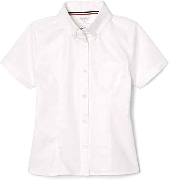 French Toast Juniors White Short Sleeve Oxford Shirt SE9284P Plus