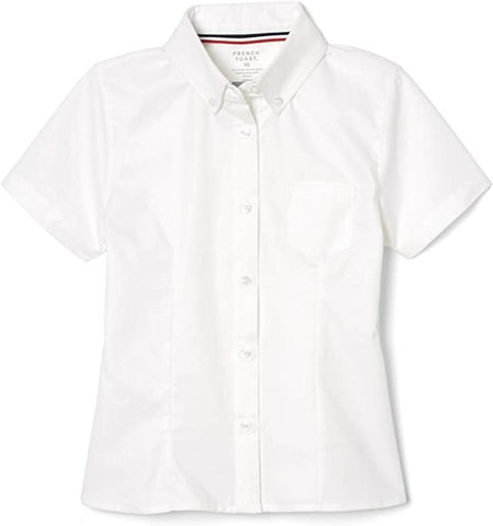 French Toast Juniors White Short Sleeve Oxford Shirt SE9284J <br> Size S & M
