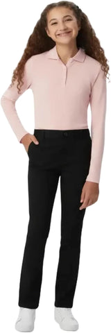 French Toast Girls Husky Black Pull On Twill Pant SK9551-BLK  <br> Sizes 10 Plus to 20 Plus