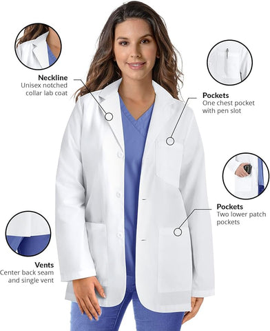 TRU Unisex Consultation 31" Long White Labcoat <br>Long Sleeve <br>Lab Coat Style - 70102 </br>Sizes XS - 3XL