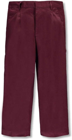 Universal Boy's Burgundy Husky Pleated Front Pants </br> Sizes 8H - 20H