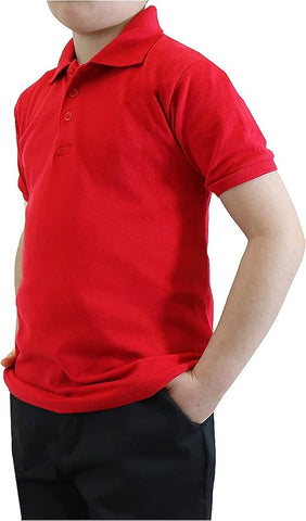 Galaxy Boys & Girls Red Short Sleeve Pique Polo Shirt XBE-84-RED- <br> Sizes 4 to 20