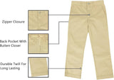 Boys Navy, Charcoal & Khaki Flat Front Pants XCF-100 Authentic Galaxy Uniforms Sizes 4 to 20