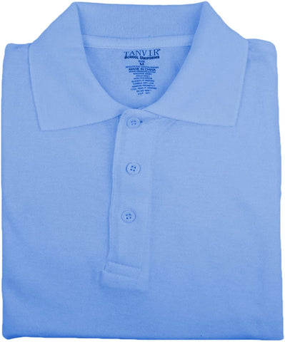 Tanvir Mens Light Blue 1021M Short Sleeve Pique Polo Shirt <br> Sizes S to XL