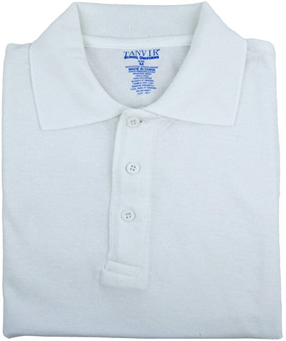 Tanvir Mens White 1021M Short Sleeve Pique Polo Shirt <br> Sizes S to XL