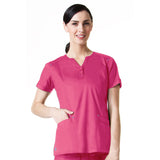 Maevn Blossom Buttoned Y-Neck Top Passion Pink