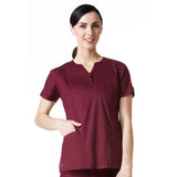 Maevn Blossom Buttoned Y-Neck Top Wine