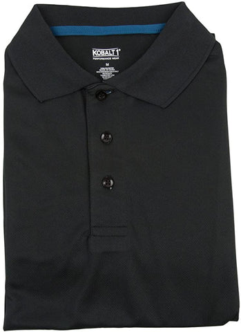 Kobalt 1 Performance Wear Mens Dry Fit Black Short Sleeve Polo Shirt <br> Sizes S to 2XL