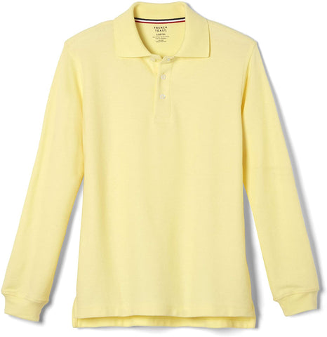 French Toast Men's Yellow Long Sleeve Pique Polo SA9085 <br> Sizes S, M, L, XL & 2XL