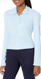 French Toast Juniors Light Blue Long Sleeve Stretch Pique Polo SA9430JL <br> Sizes XS - XL