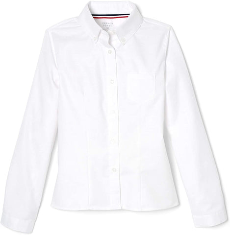 French Toast Juniors White Long Sleeve Oxford Shirt SE9287P <br> Plus Sizes 42 to 46