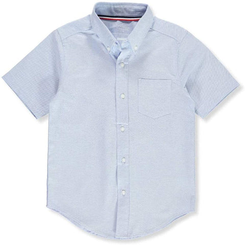 French Toast Boys Husky Light Blue Stretch Short Sleeve Oxford Shirt SE9395H <br> Sizes 10 - 20