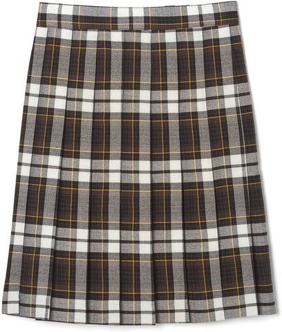 Girls Brown / Gold Plaid Pleated Skirt SV9002-H1 French Toast Uniforms <br> Sizes 4 - 18
