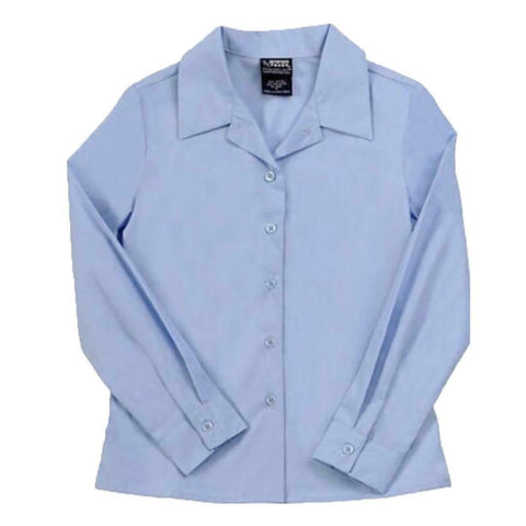 French Toast Juniors Lt Blue Long Sleeve Pointed Collar Blouse SE9325JL <br> Sizes S-L