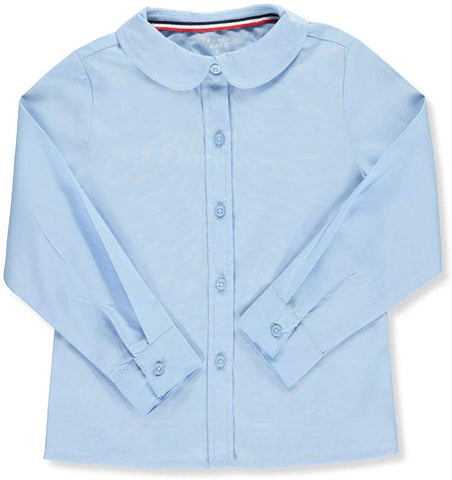 French Toast Girls Light Blue Blouse SE9359 Long Sleeve Peter Pan Collar <br> Sizes 5 -20